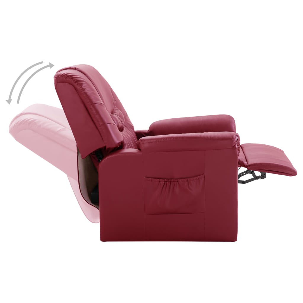 Reclining Chair Wine Red Faux Leather