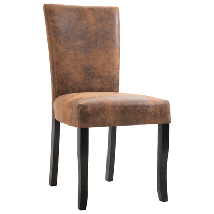 Dining Chairs 2 pcs Brown Faux Suede Leather