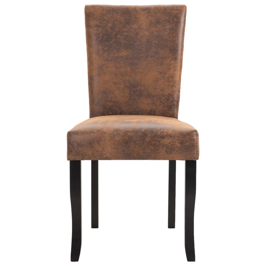 Dining Chairs 2 pcs Brown Faux Suede Leather