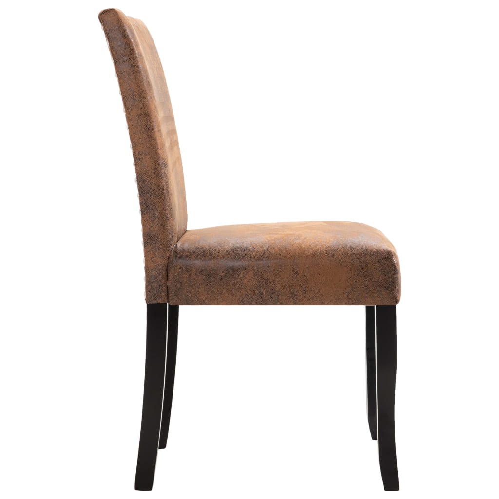Dining Chairs 2 pcs Brown Faux Suede Leather