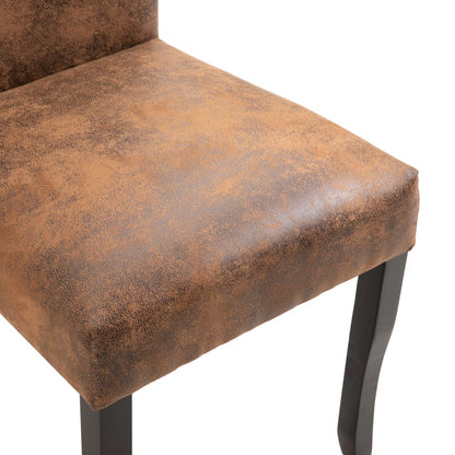 Dining Chairs 2 pcs Brown Faux Suede Leather
