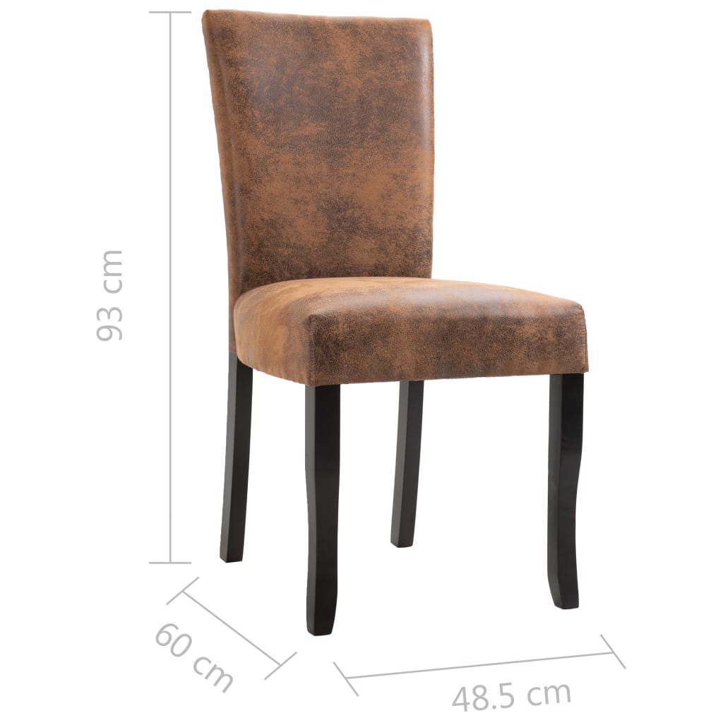 Dining Chairs 2 pcs Brown Faux Suede Leather