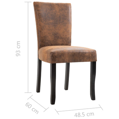 Dining Chairs 2 pcs Brown Faux Suede Leather