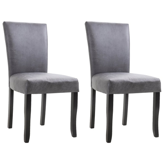 Dining Chairs 2 pcs Grey Faux Suede Leather
