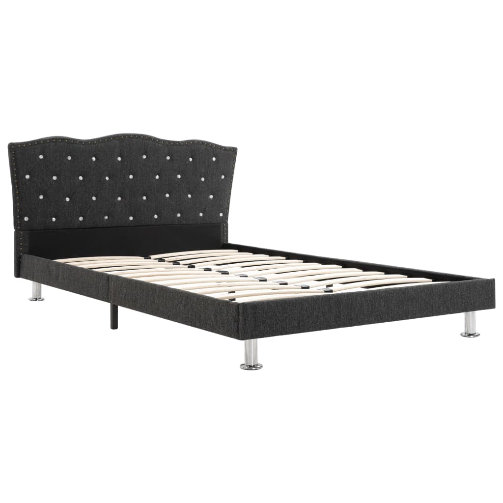 Bed Frame Dark Grey Fabric 106x203 cm King Single