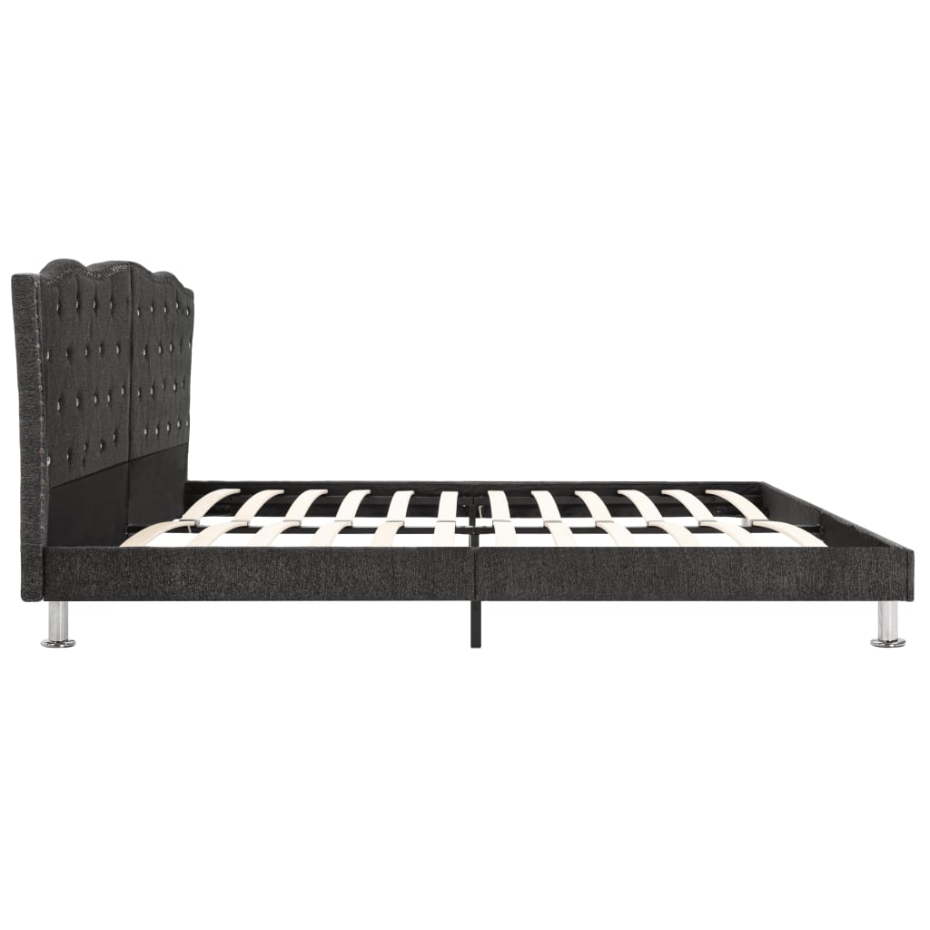 Bed Frame Dark Grey Fabric 137x187 cm Double