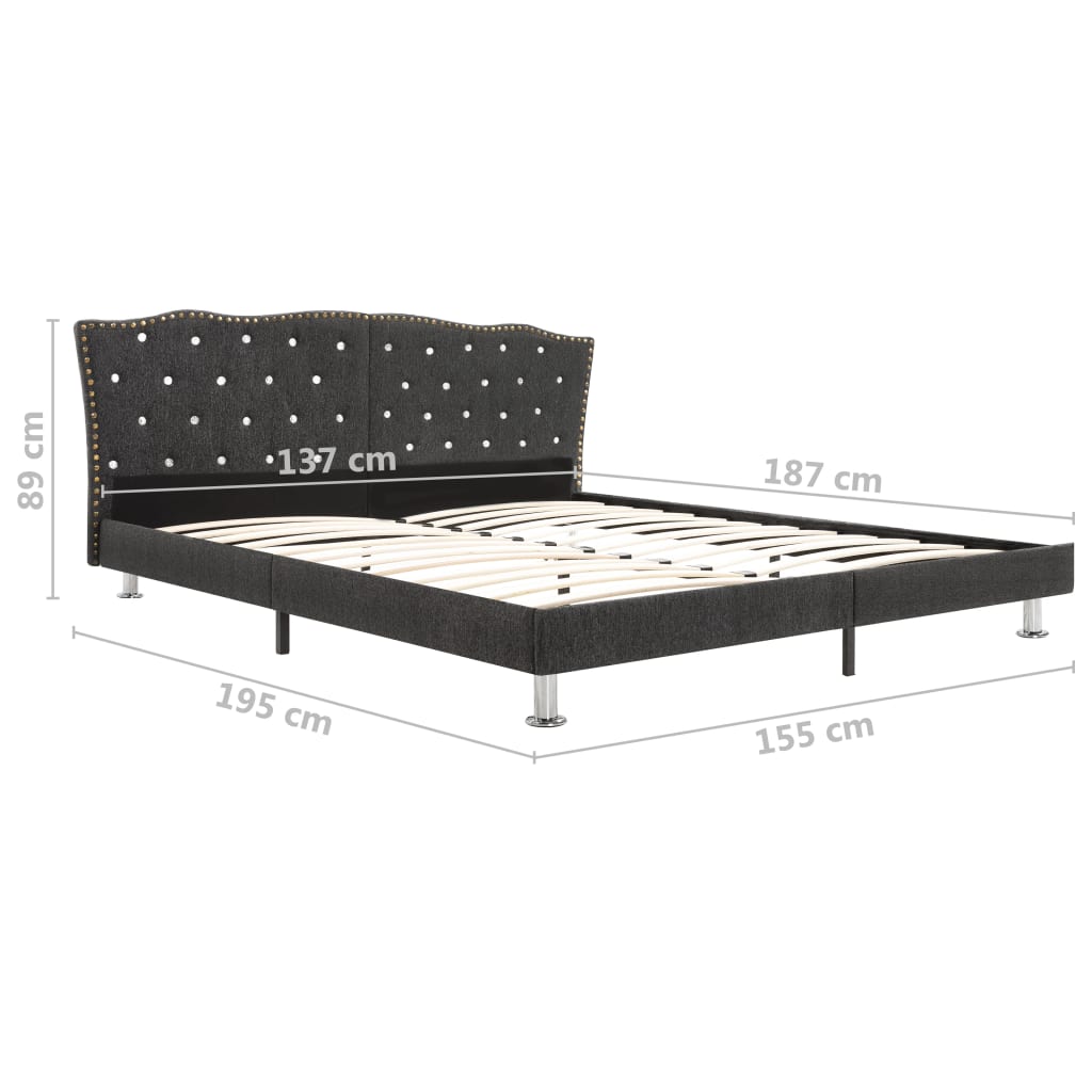 Bed Frame Dark Grey Fabric 137x187 cm Double