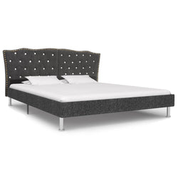 Bed Frame Dark Grey Fabric 153x203 cm Queen
