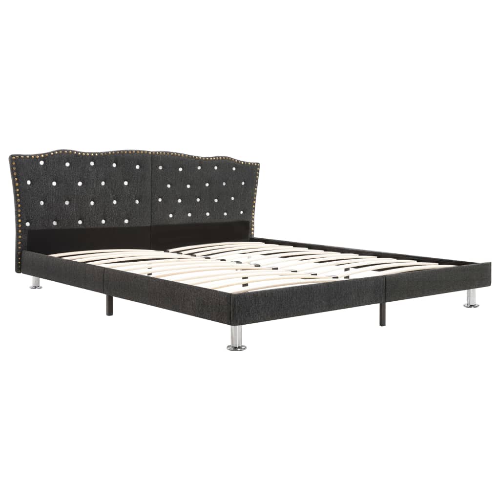 Bed Frame Dark Grey Fabric 153x203 cm Queen