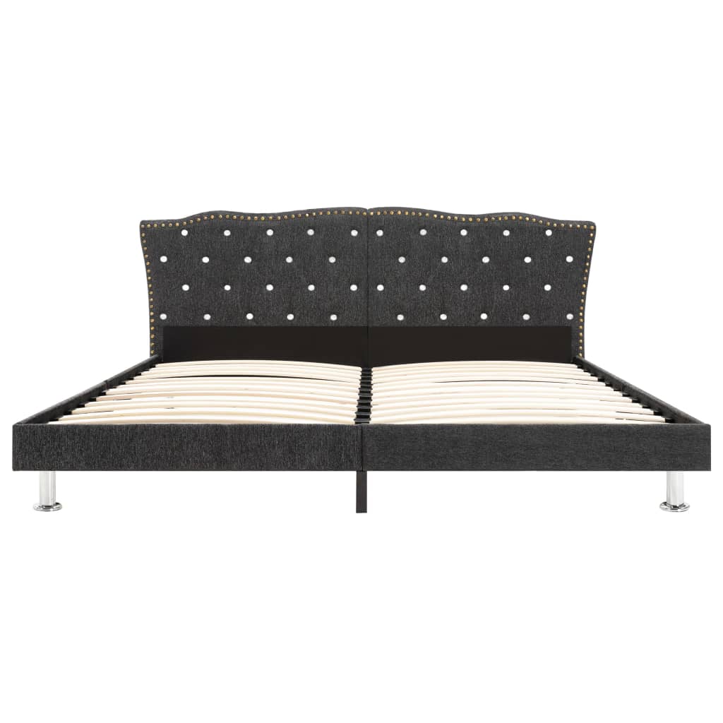 Bed Frame Dark Grey Fabric 153x203 cm Queen