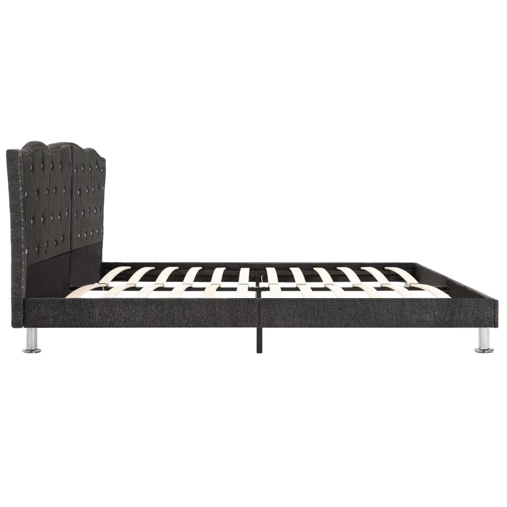 Bed Frame Dark Grey Fabric 153x203 cm Queen