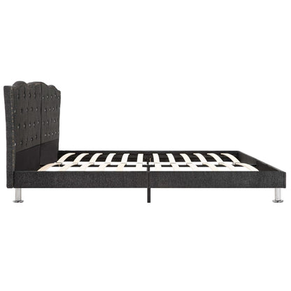 Bed Frame Dark Grey Fabric 153x203 cm Queen