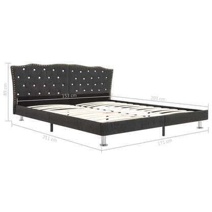 Bed Frame Dark Grey Fabric 153x203 cm Queen