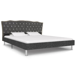 Bed Frame Dark Grey Fabric 183x203 cm King