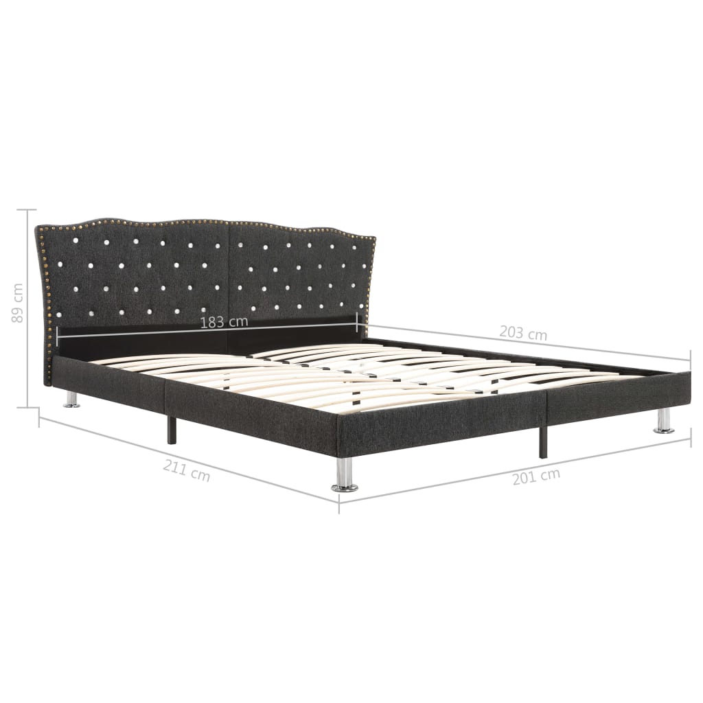 Bed Frame Dark Grey Fabric 183x203 cm King