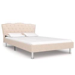 Bed Frame Cream Fabric 106x203 cm King Single