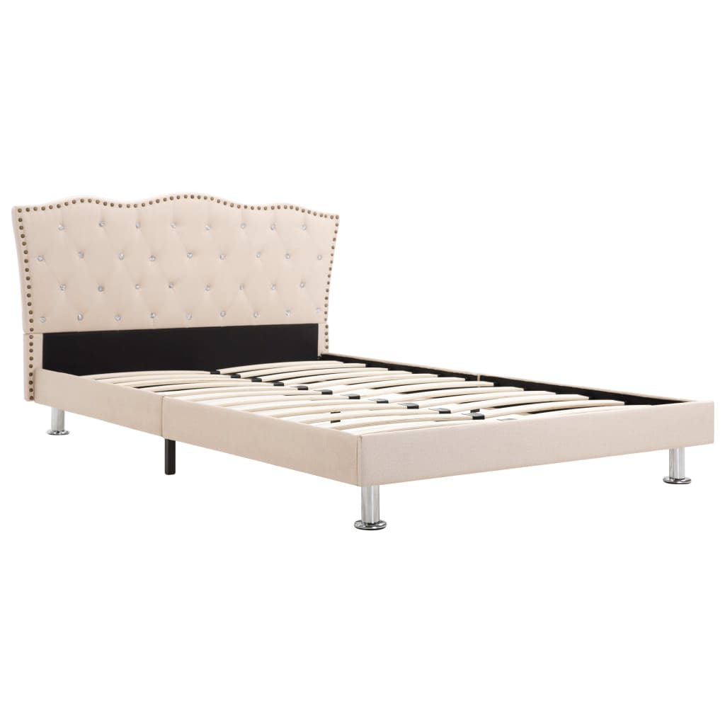 Bed Frame Cream Fabric 106x203 cm King Single