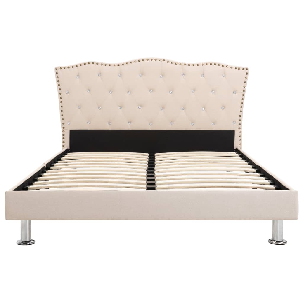 Bed Frame Cream Fabric 106x203 cm King Single