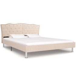 Bed Frame Cream Fabric 153x203 cm Queen