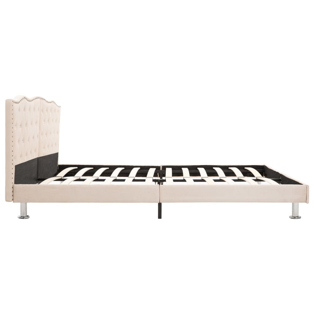 Bed Frame Cream Fabric 153x203 cm Queen