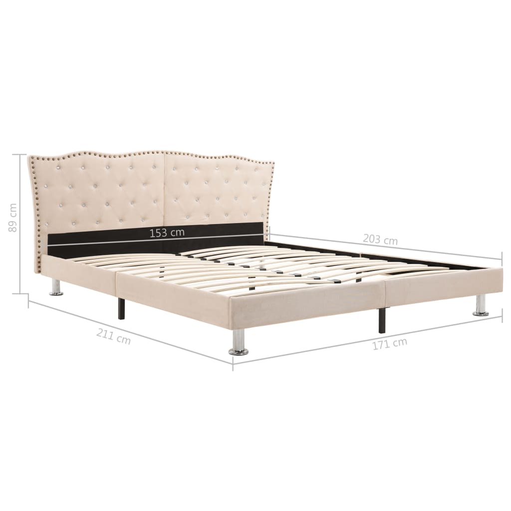 Bed Frame Cream Fabric 153x203 cm Queen