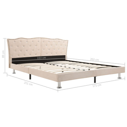 Bed Frame Cream Fabric 153x203 cm Queen