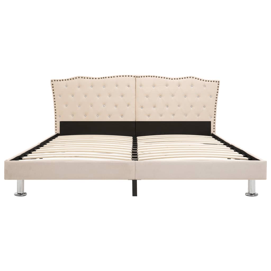 Bed Frame Cream Fabric 183x203 cm King