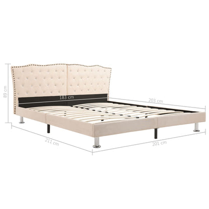 Bed Frame Cream Fabric 183x203 cm King