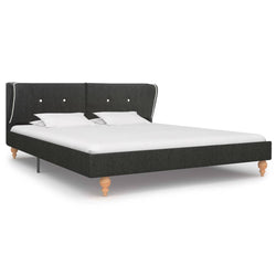 Bed Frame Dark Grey Burlap 153x203 cm Queen