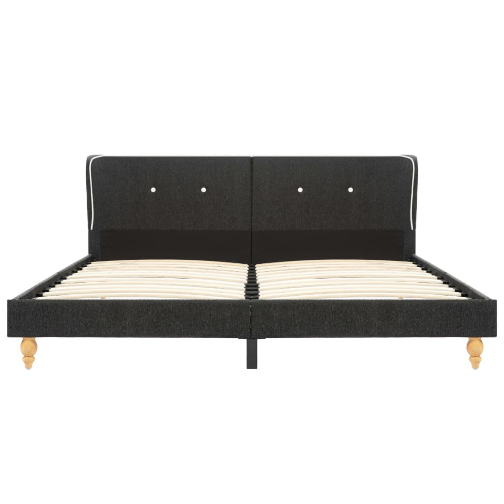 Bed Frame Dark Grey Burlap 153x203 cm Queen