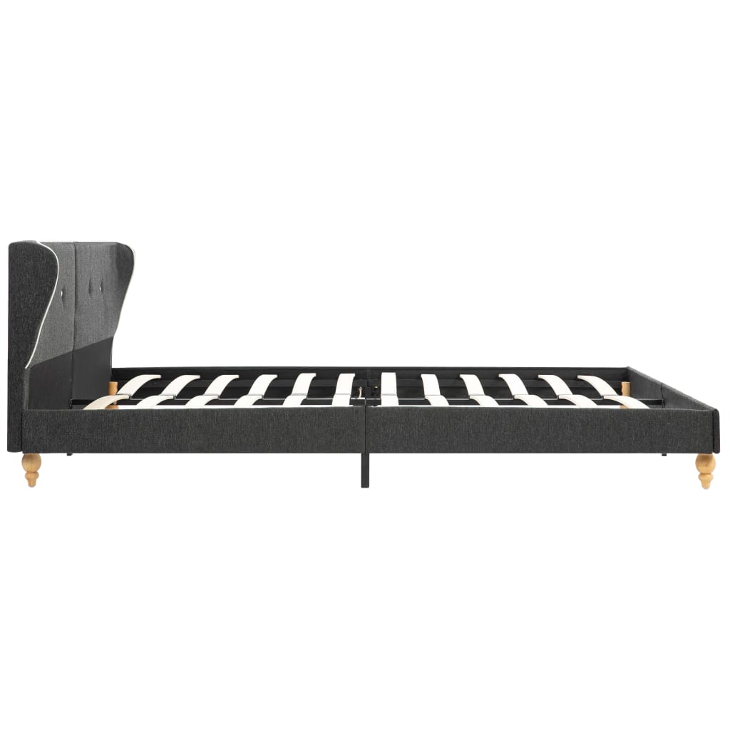 Bed Frame Dark Grey Burlap 153x203 cm Queen