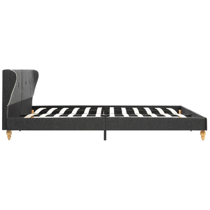 Bed Frame Dark Grey Burlap 153x203 cm Queen