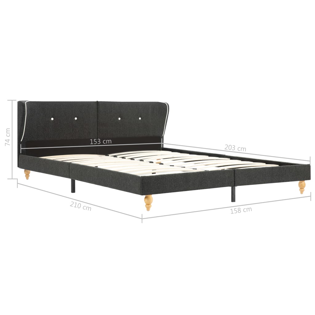 Bed Frame Dark Grey Burlap 153x203 cm Queen