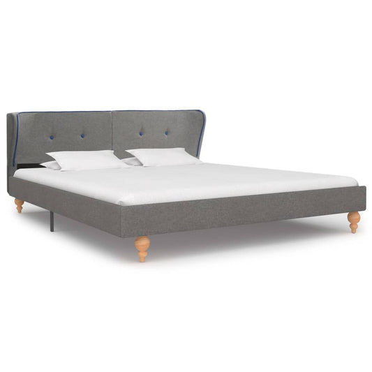 Bed Frame Light Grey Fabric 153x203 cm Queen