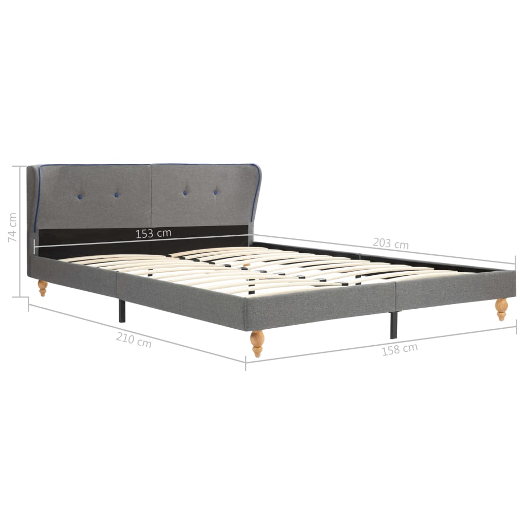 Bed Frame Light Grey Fabric 153x203 cm Queen