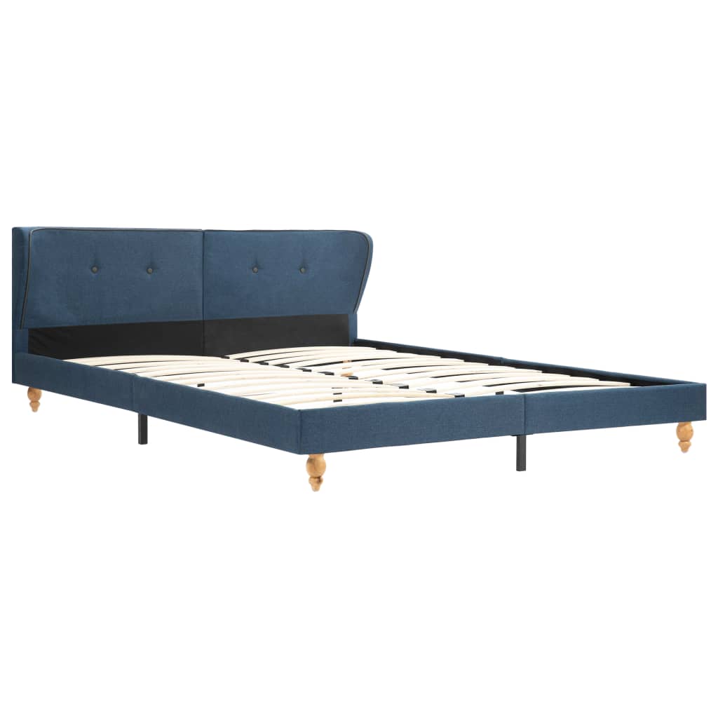 Bed Frame Blue Fabric 153x203 cm  Queen