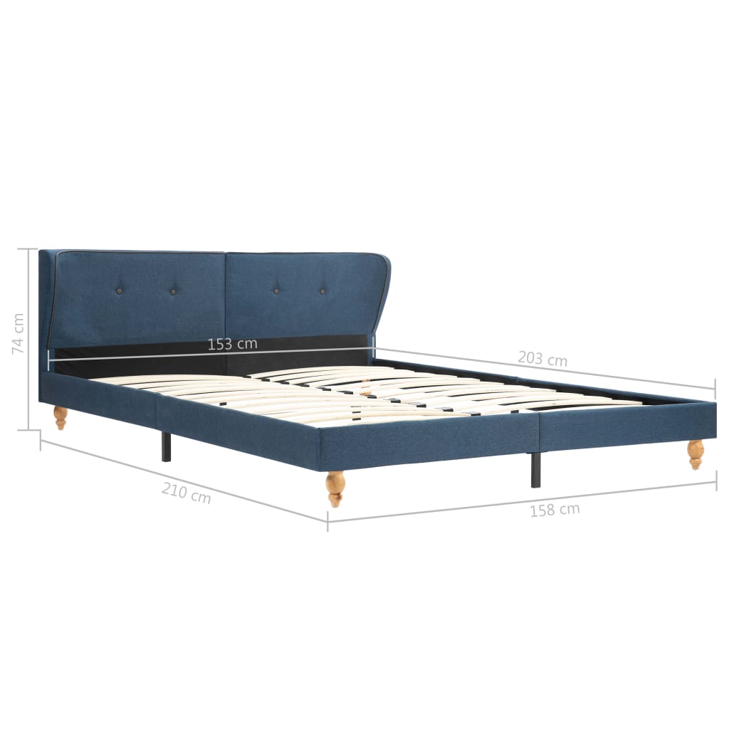 Bed Frame Blue Fabric 153x203 cm  Queen