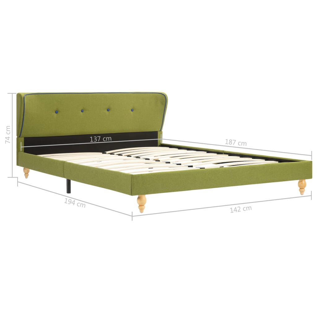 Bed Frame Green Fabric 137x187 cm  Double
