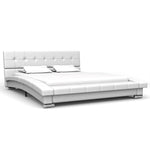 Bed Frame White Leather  King Single