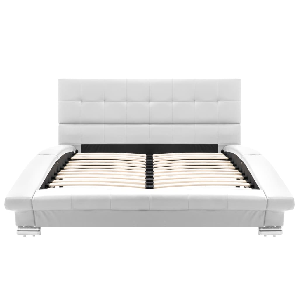 Bed Frame White Faux Leather 106x203 cm  King Single