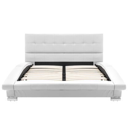 Bed Frame White Faux Leather 106x203 cm  King Single