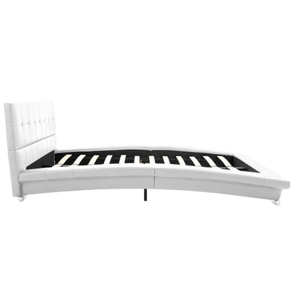 Bed Frame White Faux Leather 106x203 cm  King Single