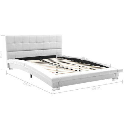 Bed Frame White Faux Leather 106x203 cm  King Single