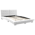 Bed Frame White Leather Double
