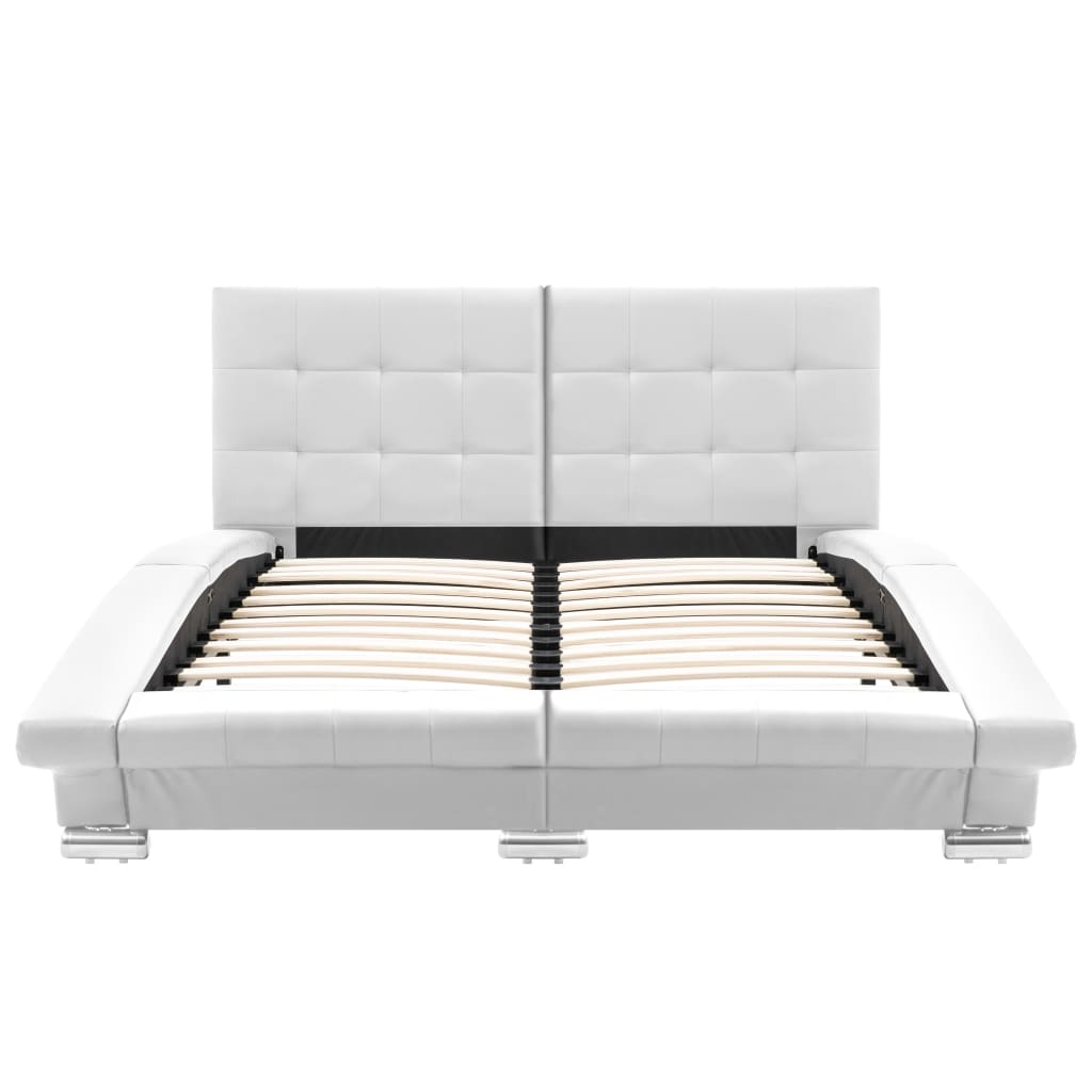 Bed Frame White Faux Leather 137x187 cm  Double