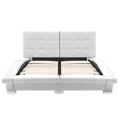 Bed Frame White Faux Leather 137x187 cm  Double