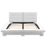 Bed Frame White Leather Double