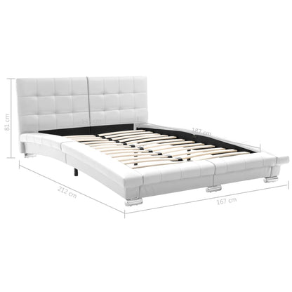 Bed Frame White Faux Leather 137x187 cm  Double