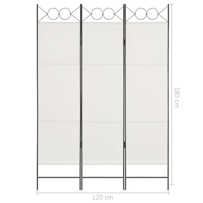 3-Panel Room Divider White 120x180 cm