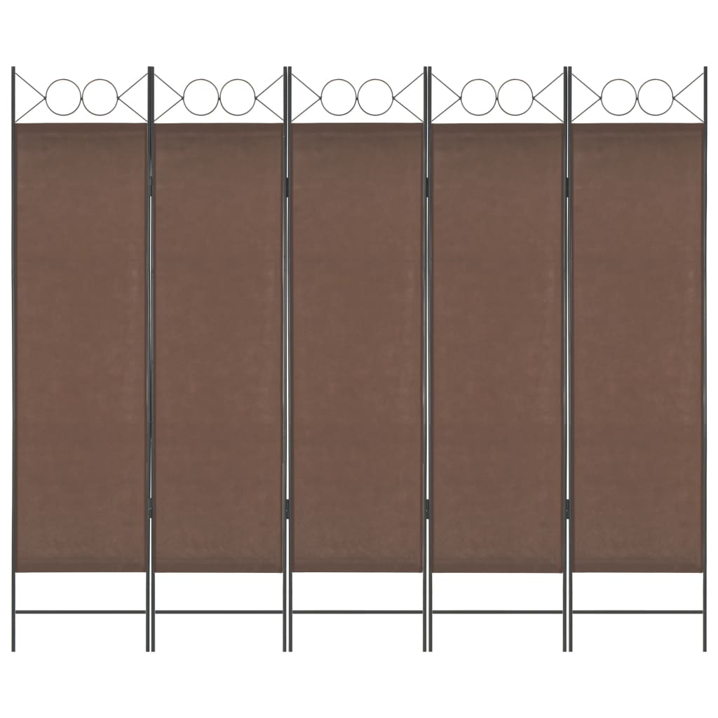 5-Panel Room Divider Brown 200x180 cm